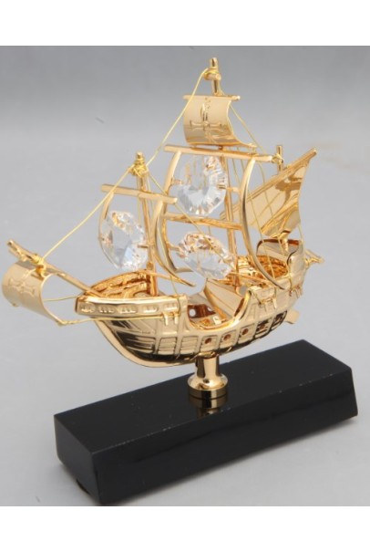 24K Gold Plated Santa Maria Sailing ship
